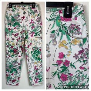 ARA stretch botanical floral crop skinny pants